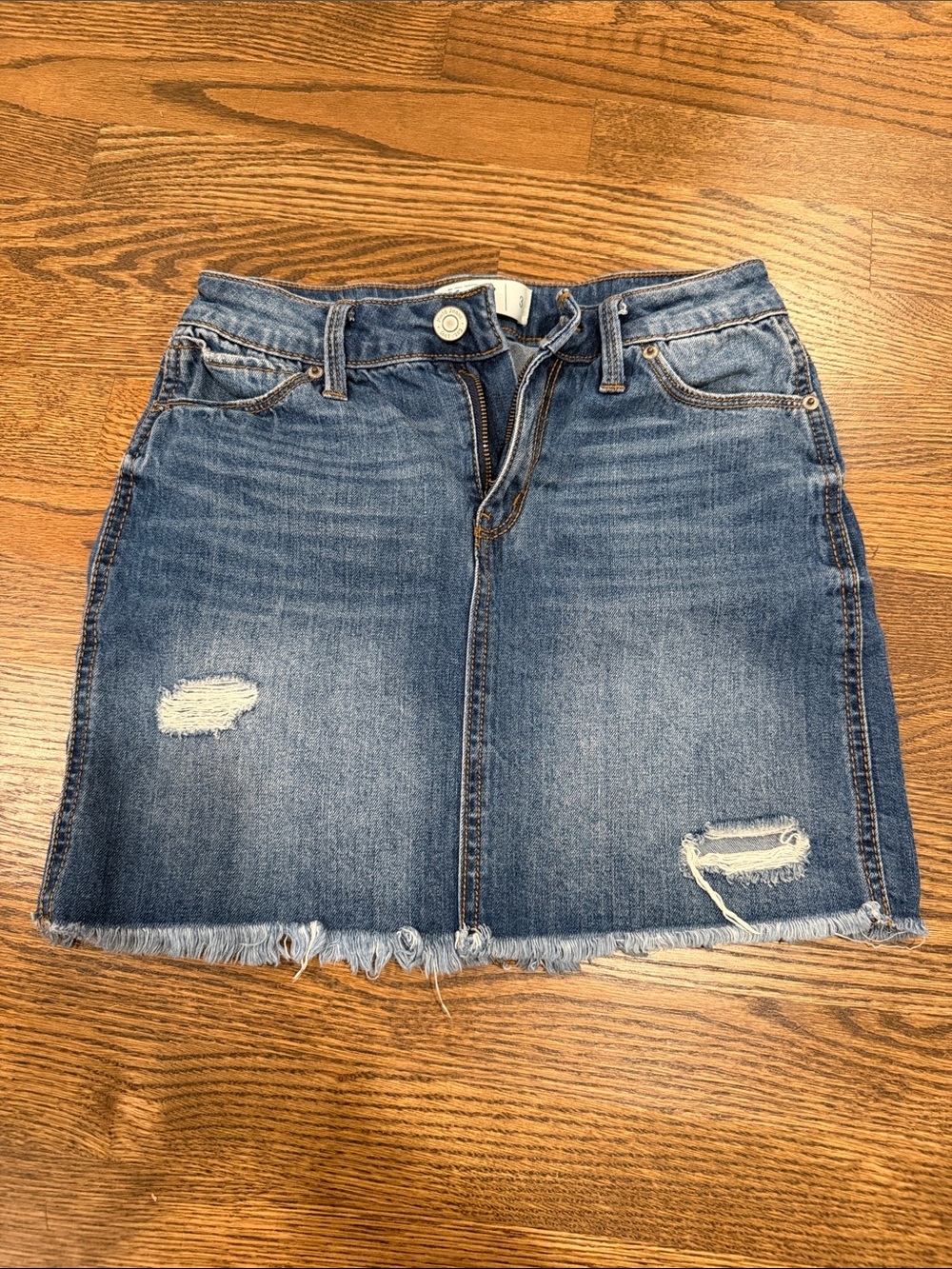 Mudd Blue Distressed Denim Mini Skirt